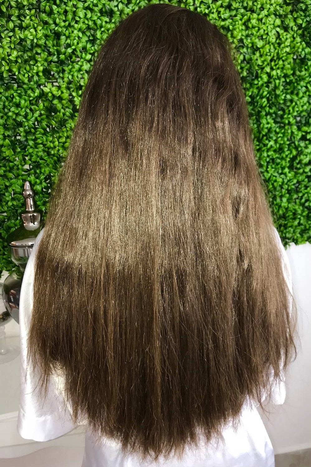 Ejemplo de cómo tomar la foto de tu cabello de espaldas con luz natural